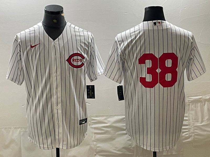 Men Cincinnati Reds #38 No Name White Nike Throwback MLB Jersey->cincinnati reds->MLB Jersey